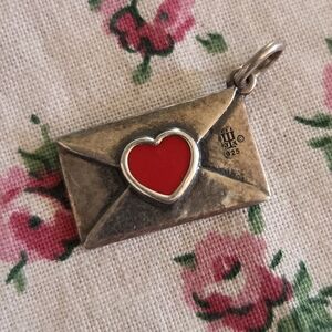 James Avery Silver Envelope Charm with Red Heart Accent